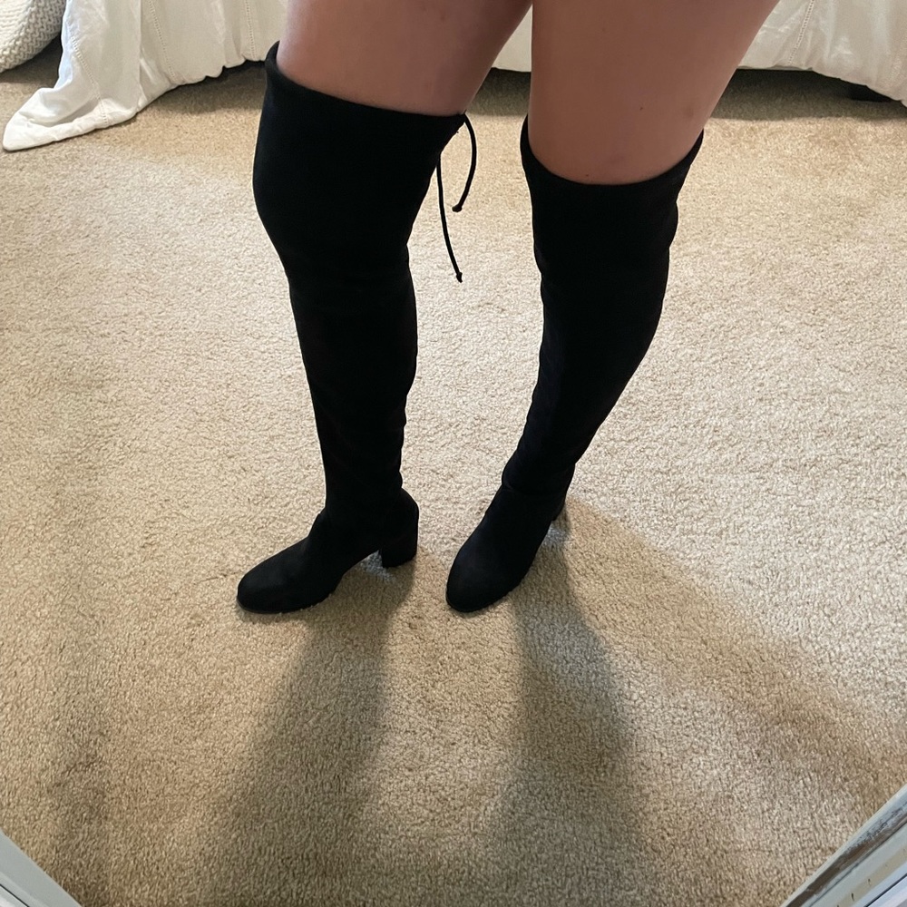 Tie Back Over the Knee Block Heeled Boots - Picture 5 of 6